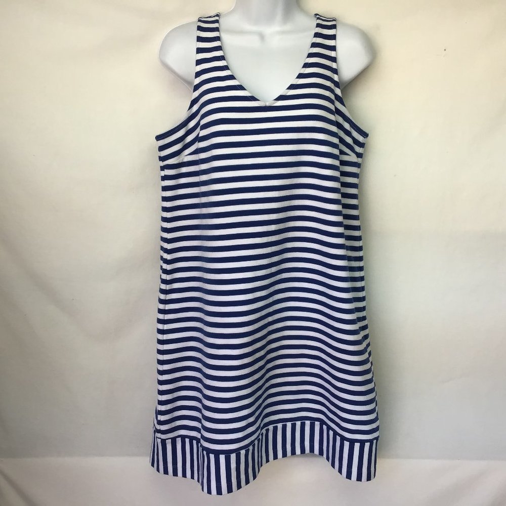 Old Navy Dress Blue White Stripe Zip Close Dress M